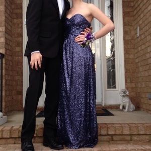 Beautiful Purple Glitter Floor Length Dress